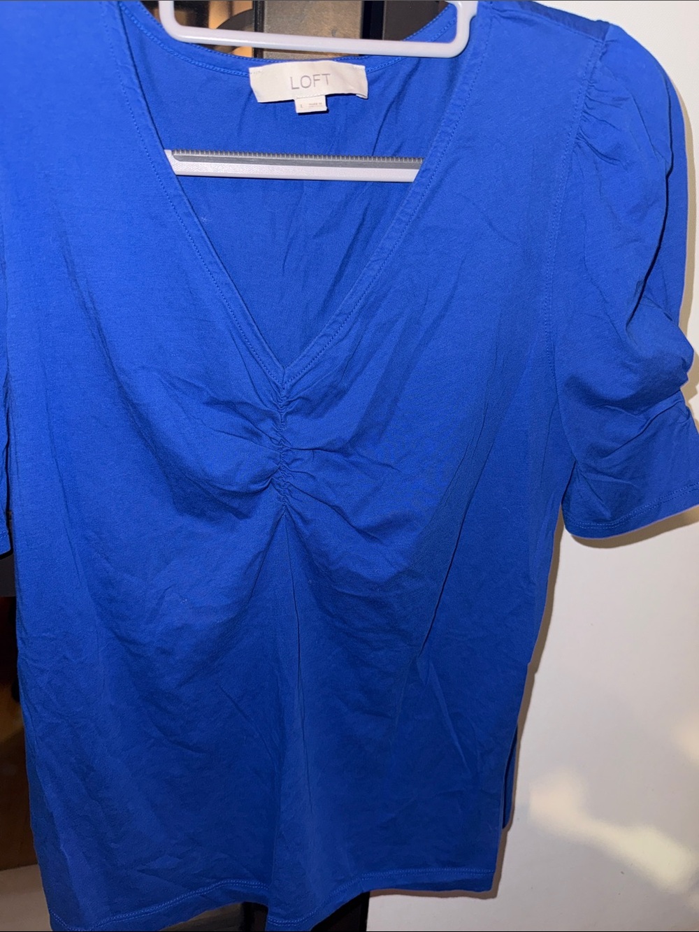 Loft Royal Blue V-Neck Ruched Front - Picture 3 of 4